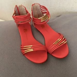 Size 7 coral with gold sandals